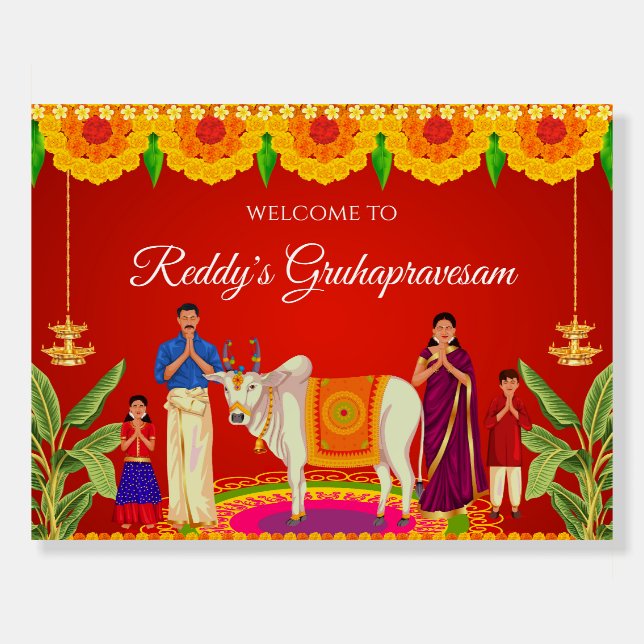 Indian Housewarming banner as Gruhapravesam sign (Front)