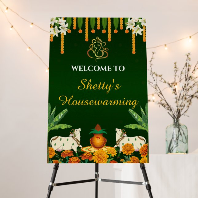 Indian Housewarming Foam Board, Gruha Pravesh Sign (In Situ (Stand))