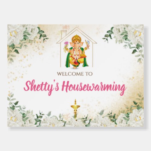 Indian Housewarming Ganesh Puja welcome Sign