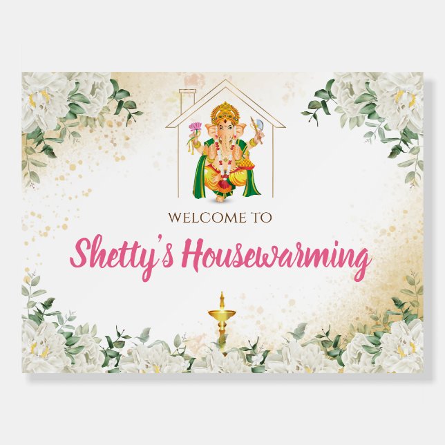 Indian Housewarming Ganesh Puja welcome Sign (Front)