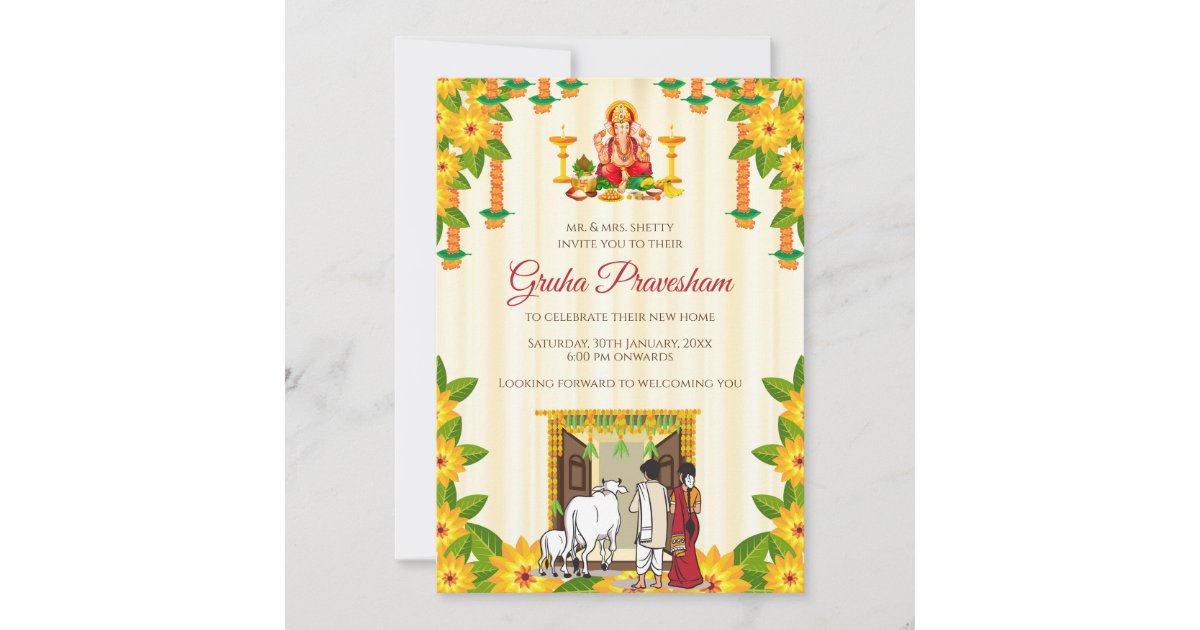 Indian Housewarming invitation Gruhapravesam | Zazzle