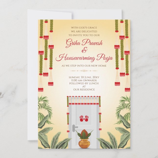 Indian Housewarming invite Gruhapravesam invite (Front)