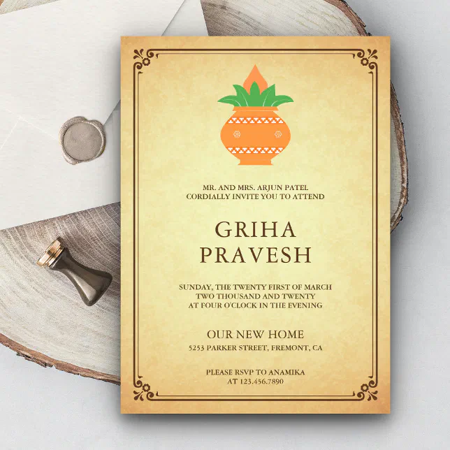 Griha Pravesh Housewarming Invitation Card Messages Wording Ideas