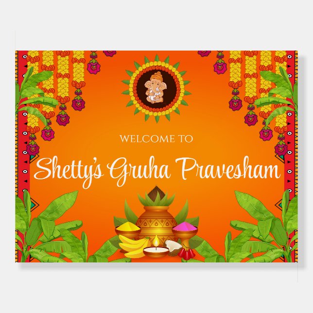 Indian Housewarming poster Gruhapravesam sign (Front)