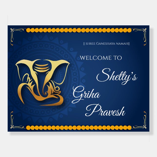 Indian Housewarming sign & Ganesha Welcome sign (Front)