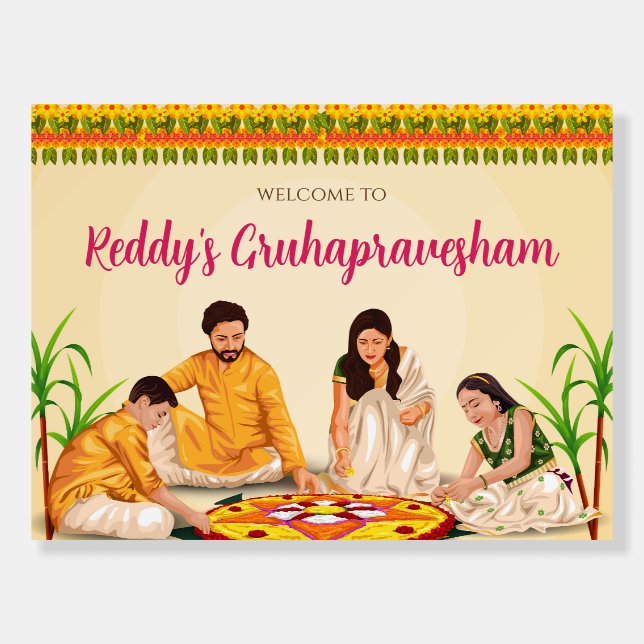 Indian Housewarming sign Grihapravesh Welcome sign (Front)