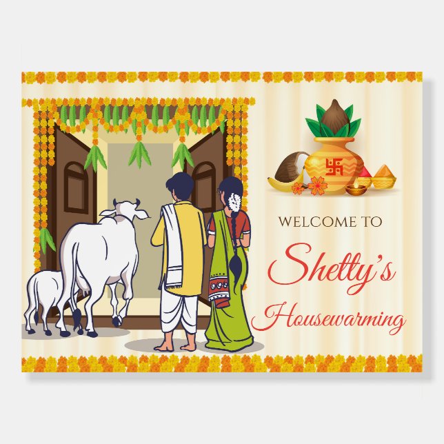 Indian Housewarming sign Gruhapravesham signs (Front)