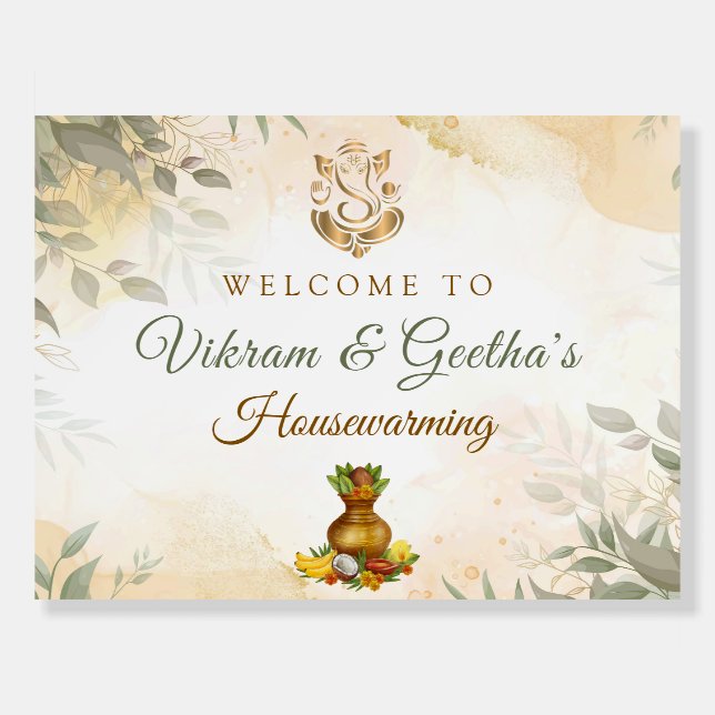 Indian Housewarming Welcome Sign Foam Board (Front)