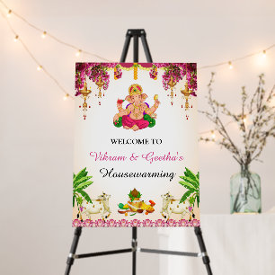 Indian Housewarming Welcome Sign, Graha Pravesh Foam Board
