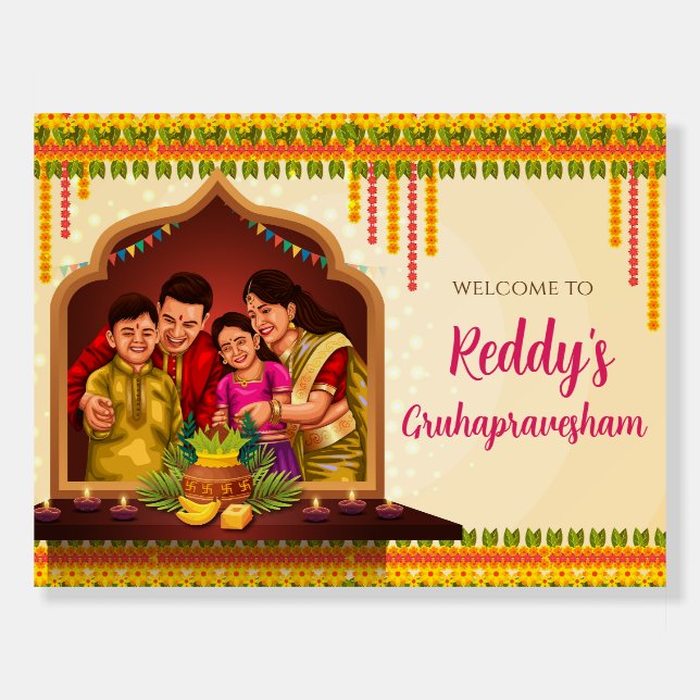 Indian Housewarming welcome sign Gruhapravesam (Front)
