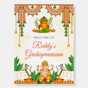 Indian Housewarming welcome sign Gruhapravesham
