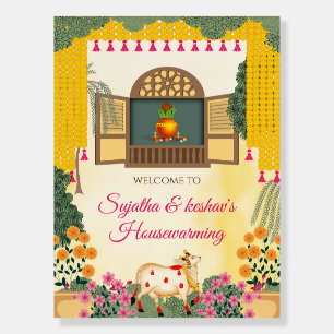 Indian Housewarming welcome sign Gruhapravesham