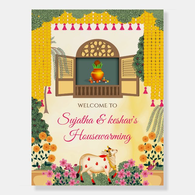 Indian Housewarming welcome sign Gruhapravesham (Front)