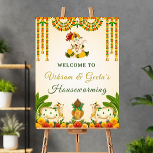 Indian Housewarming Welcome Sign: Pichwai Graha Foam Board