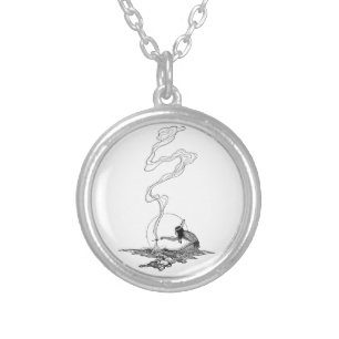 Indian in His Solitude by NC Wyeth Vintage Western Silver Plated Necklace