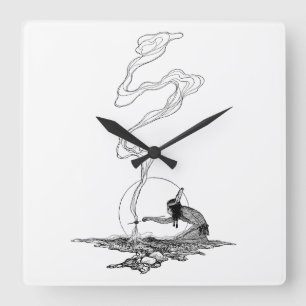 Indian in His Solitude by NC Wyeth Vintage Western Square Wall Clock