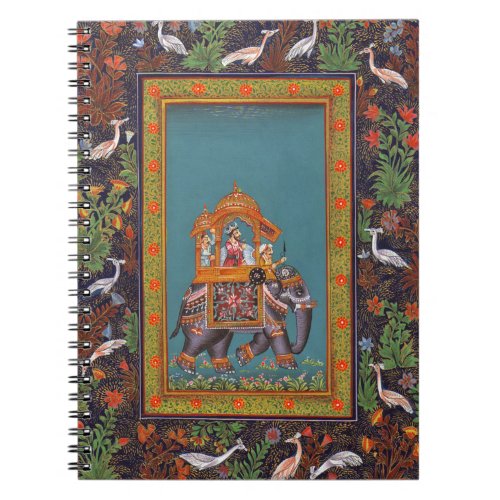 Indian India Elephant Boho Mughal Paisley Art Notebook