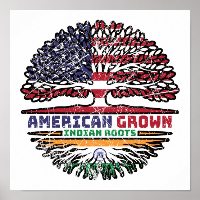 Indian India US American USA United States Tree Poster (Front)