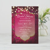Indian Inspired Boho Damask in Deep Pink Invitation (Standing Front)
