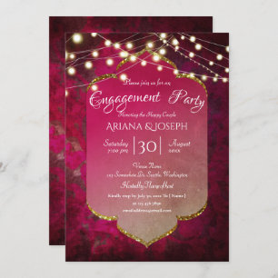 Indian Inspired Boho Damask in Deep Pink Invitation
