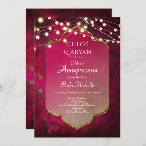 Indian Inspired Boho Damask in Deep Pink Invitation