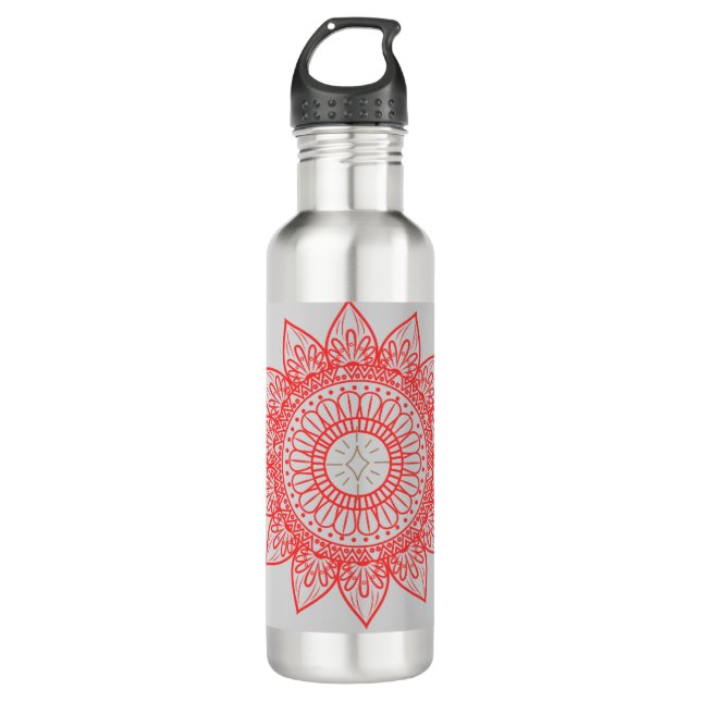 Indian-inspired design with mandalas stainless steel water bottle (Front)