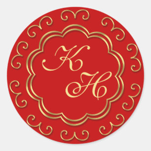 Indian Inspired Monogram Stickers in Red & 'Gold'