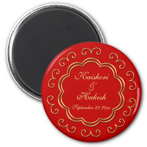 Indian Inspired Save the Date  Wedding Favor Magnet