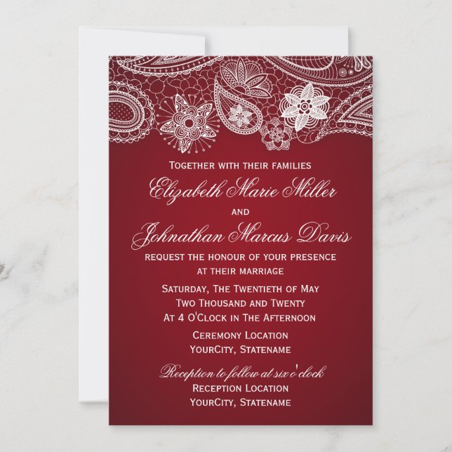 Indian Invitation, choose your color! Invitation (Front)