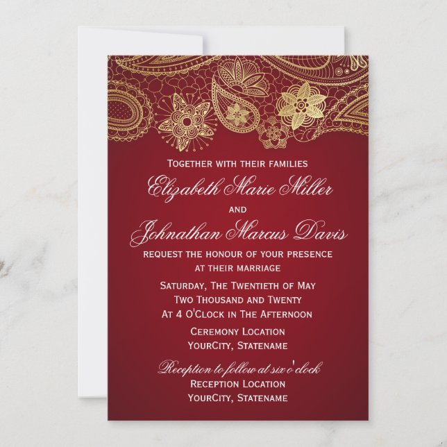 Indian Invitation, choose your color! Invitation (Front)