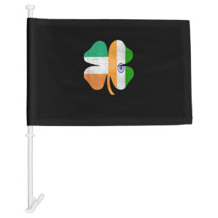 Indian Irish Shamrock India Ireland St. Patrick's Car Flag