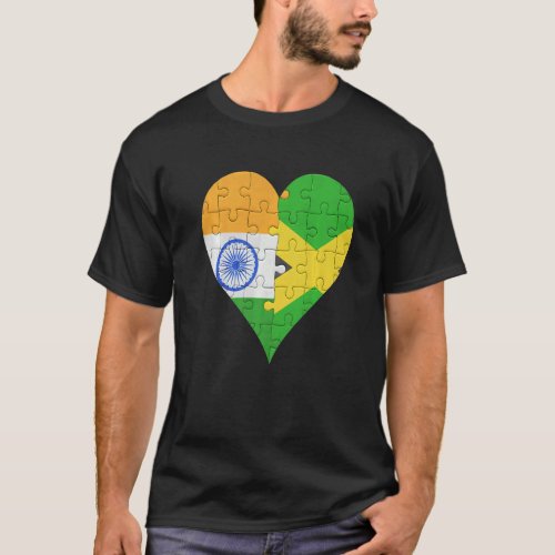 Indian Jamaican Flag Heart T_Shirt
