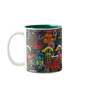 Indian kettles dark Two-Tone Coffee Mug