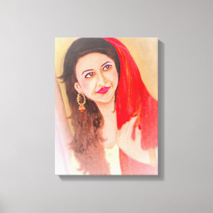 Indian Lady painting Canvas Print