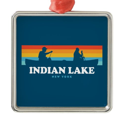 Indian Lake New York Canoe Metal Ornament