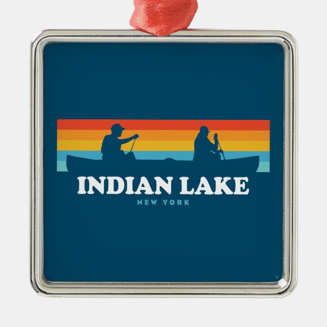 Indian Lake New York Canoe Metal Ornament (Front)