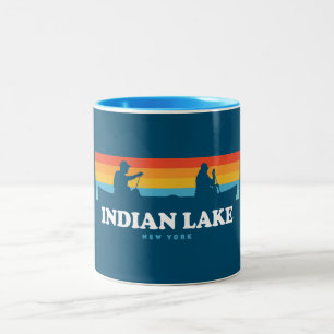 Indian Lake New York Canoe Two-Tone Coffee Mug