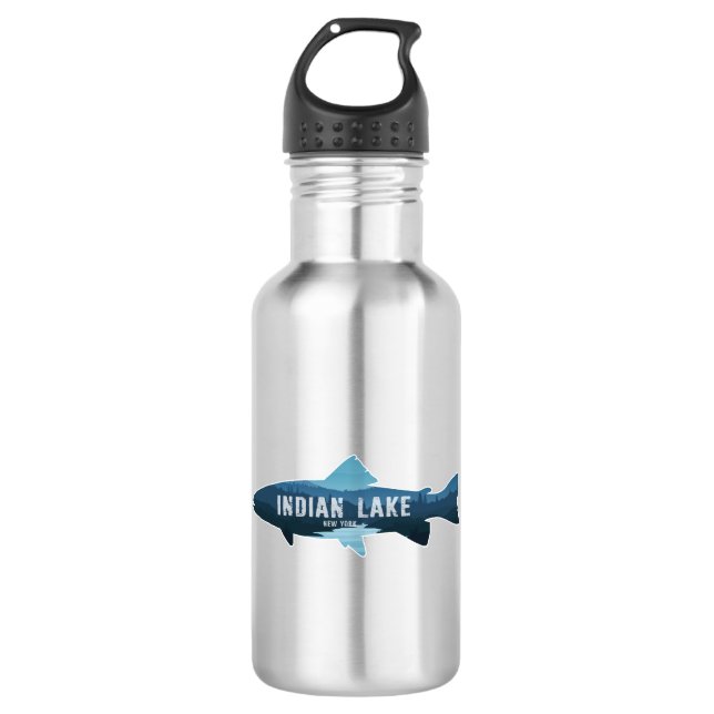 Indian Lake New York Fish Stainless Steel Water Bottle (Front)