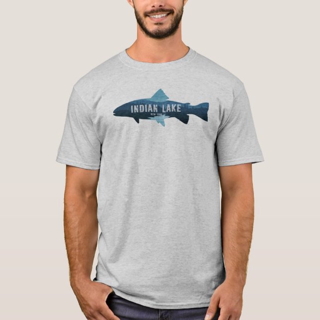 Indian Lake New York Fish T-Shirt (Front)
