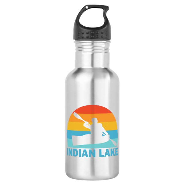 Indian Lake New York Kayak Stainless Steel Water Bottle (Front)
