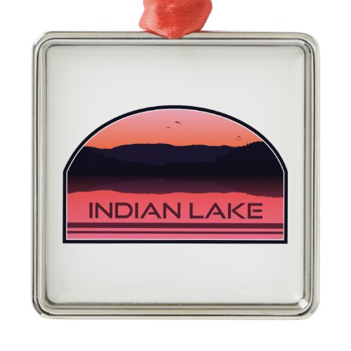 Indian Lake New York Red Sunrise Metal Ornament