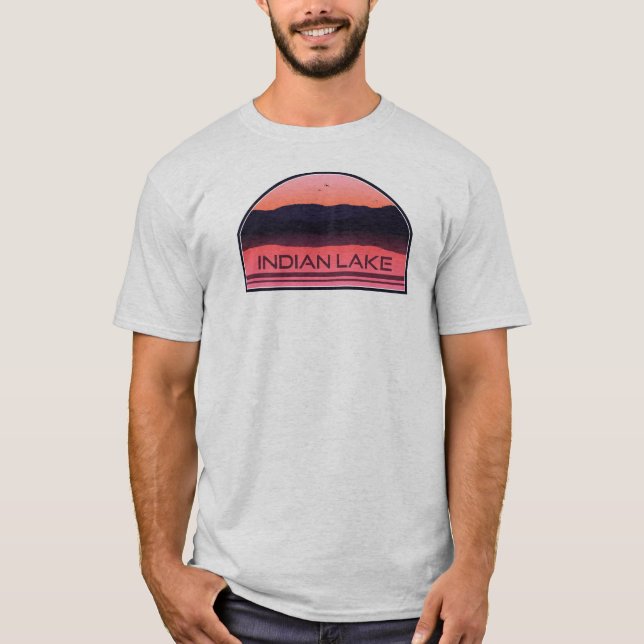 Indian Lake New York Red Sunrise T-Shirt (Front)