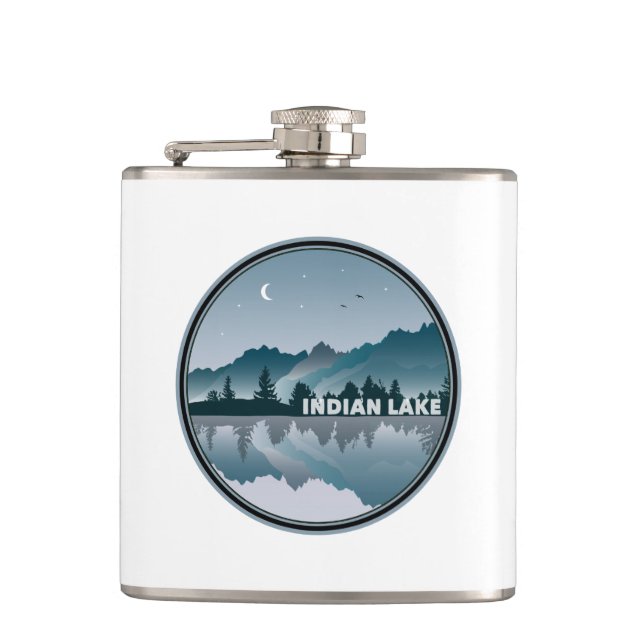 Indian Lake New York Reflection Flask (Front)