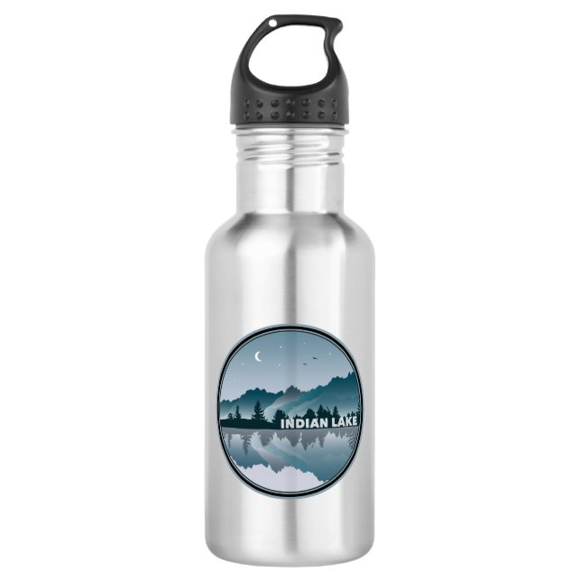 Indian Lake New York Reflection Stainless Steel Water Bottle (Front)