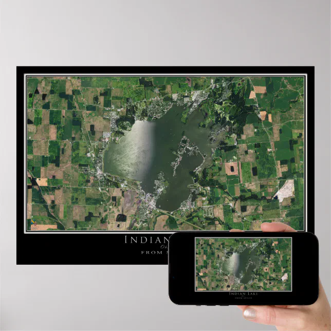 Indian Lake Ohio Satellite Poster Map Zazzle