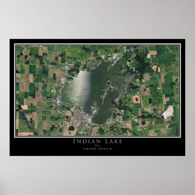Indian Lake Ohio Satellite Poster Map (Front)
