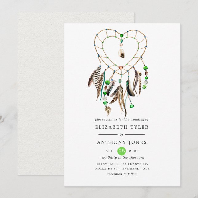 Indian legend Tribal Boho Wedding Invitation (Front/Back)