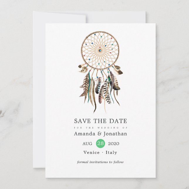 Indian legend Tribal Boho Wedding Save The Date (Front)