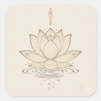 Indian Line Art Painting of Purity & Enlightenment Square Sticker