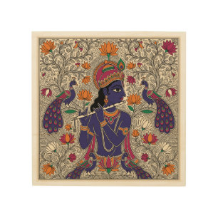 Indian Madhubani Krishna Folk Art Decor